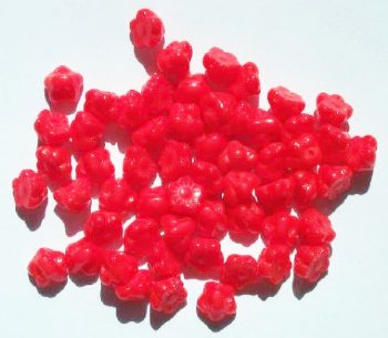 50 8mm Opaque Red Button Flower Beads