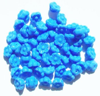 50 8mm Opaque Blue Button Flower Beads