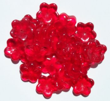 25 5x16mm Transparent Red Cupped Flower Beads