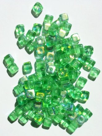 100 5mm Transparent Light Green AB Cube Beads