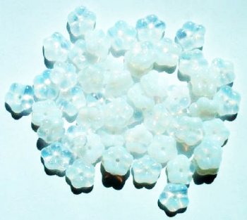 50 3x9mm Marble Crystal White Flower Spacer Beads