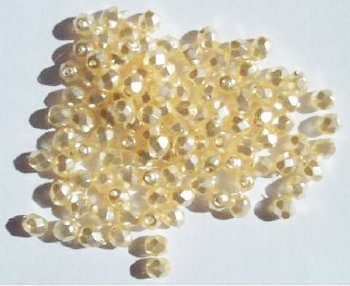 100 4mm Faceted Cream Pearl Firepolish Beads