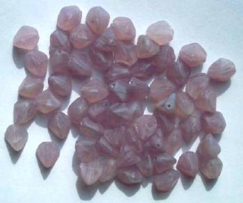 50 8mm Matte Light Amethyst Marble Three Sided Bicone Beads