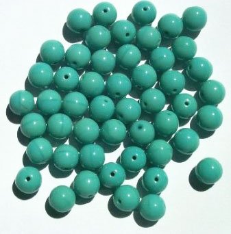 25 8mm Round Opaque Turquoise Glass Beads