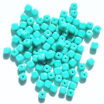 100 5mm Opaque Turquoise Cube Beads