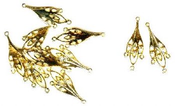 5 Pairs of 34x14mm Leaf Drop Gold Earrings