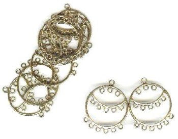 5 Pairs of 35x33mm Round Chandelier Antique Gold Earrings