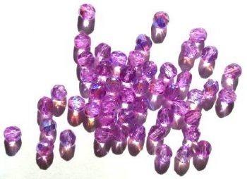 50 6mm Faceted Fuchsia AB Firepolish Beads
