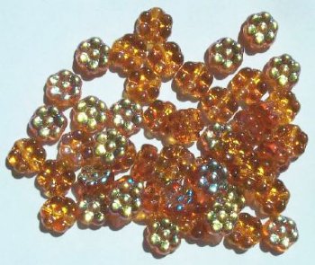 50 8mm Transparent Topaz AB Flower Beads