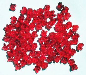 100 4x6mm Transparent Red Flower Cap Beads