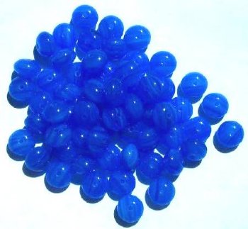 60 6x9mm Sapphire & White Marble Glass Spacer Beads
