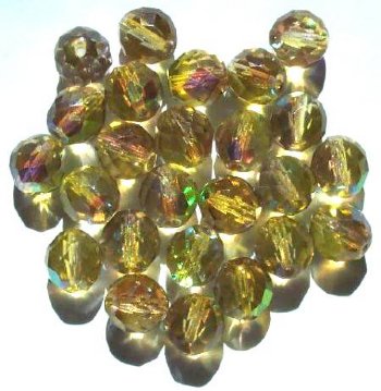 25 10mm Faceted Crystal Yellow Smoke Topaz AB