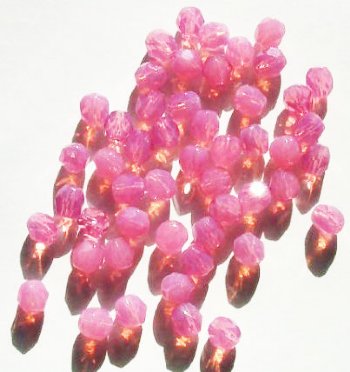 50 6mm Faceted Milky Pink Opal Firepolish Beads