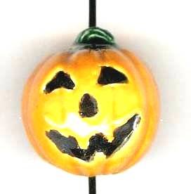 1 17mm Large Ceramic Jack-O-Lantern Bead