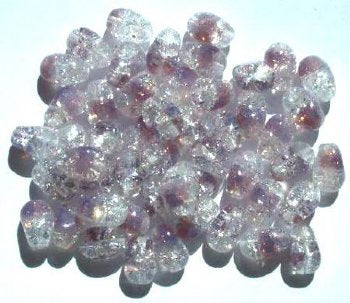 50 9mm Crystal & Mauve Twisted Oval Crackle Beads