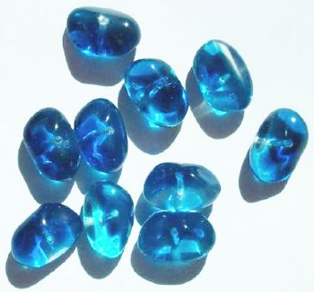 10 18x12x9mm Crystal & Blue Potato Nugget Beads