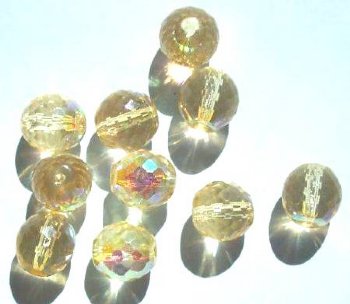 10 12mm Faceted Rich Cut Crystal & Light Topaz AB
