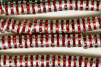 10 6mm Silver Rondelles with Siam Rhinestones