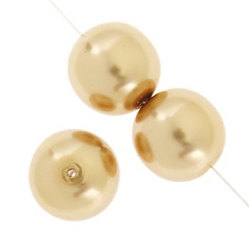 20 12mm Gold Glass Pearl Beads