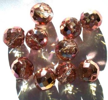 10 14mm Faceted Rich Cut Half Coat Copper Capri