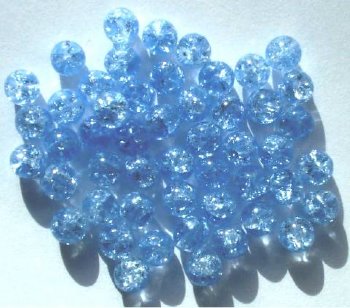 50 6mm Light Sapphire Crackle Beads