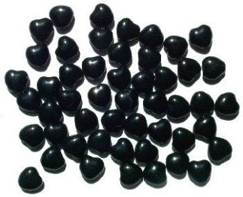 50 8mm Black Glass Heart Beads