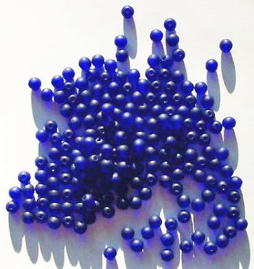 100 4mm Transparent Matte Cobalt Round Glass Beads