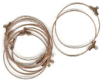 5 Pairs of 40mm Antique Copper Earring Hoops