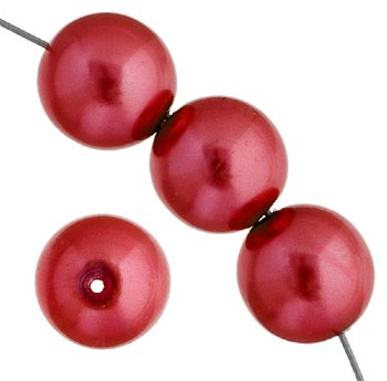 16 inch strand of 4mm Red Round Glass Pearl Beads