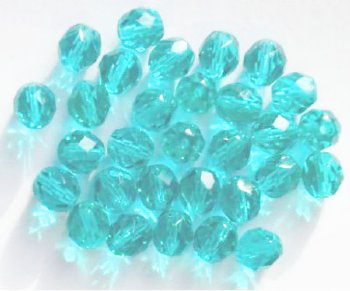 25 8mm Faceted Teal Firepolish Beads