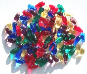 50 5x10mm Transparent Jewel Tone Mixed Drop Beads