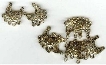 5 Pairs of 20x16mm 5 Loop Drop Antique Gold Earrings
