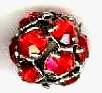 1 10mm Round Gunmetal with Light Siam Rhinestones