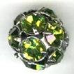 1 12mm Round Gunmetal with Olive Rhinestones