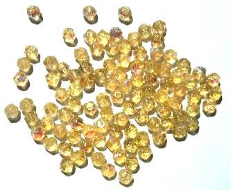 100 4mm Light Topaz AB English Cut Faceted Beads