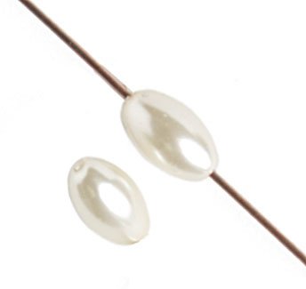 16 inch strand of 7x4mm Ivory Glass Pearl Oval Beads