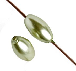 16 inch strand of 7x4mm Olivine Glass Pearl Oval Beads