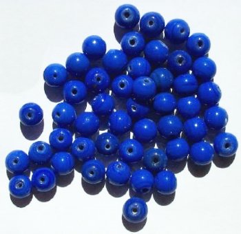 25 8mm Round Opaque Royal Blue Glass Beads