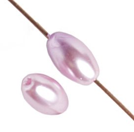 16 inch strand of 7x4mm Lilac Glass Pearl Oval Beads