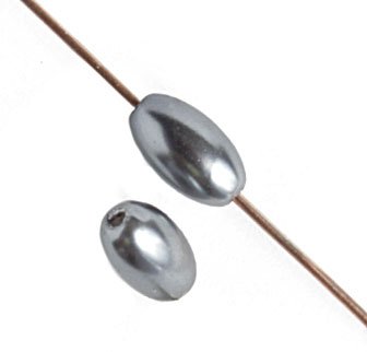 16 inch strand of 7x4mm Dark Grey Glass Pearl Oval Beads