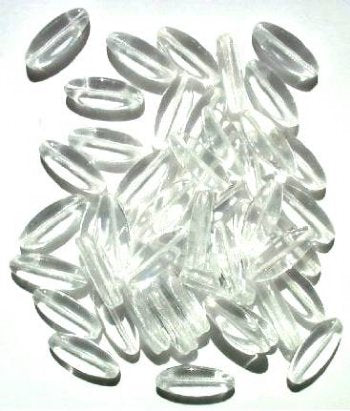 50 16x6mm Transparent Crystal Narrow Flat Oval Beads
