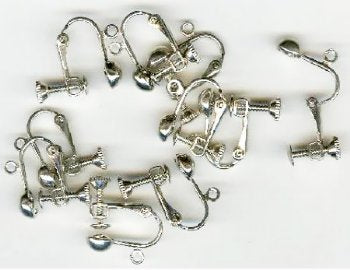 5 Pairs of Nickel Tone Screw On Earring with Loop