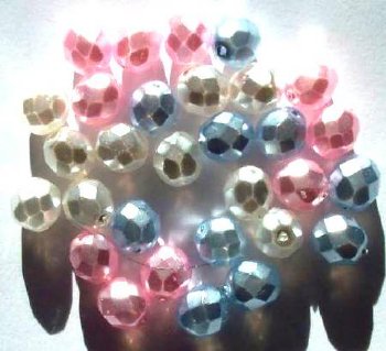 25 8mm Faceted Mix Pearl Glass Firepolish Beads
