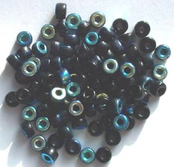 100 4x6mm Crow Beads Black AB