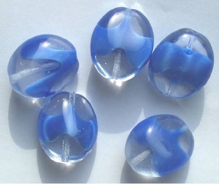 5 25x21x19mm Satin Sapphire Crystal Givre Oval Nuggets