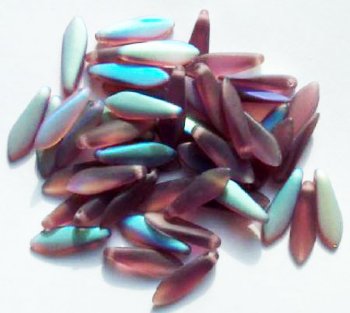 50 5x16mm Matte Transparent Amethyst AB Dagger Beads