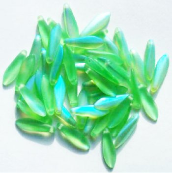 50 5x16mm Matte Transparent Light Green AB Dagger Beads