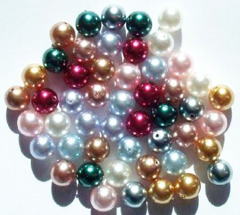 50 8mm Round Mix Glass Pearl Beads