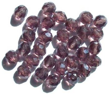 25 8mm Faceted Transparent Light Amethyst Lustre Firepolish Beads