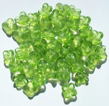 50 4x8mm Transparent Olivine Flower Cap Beads